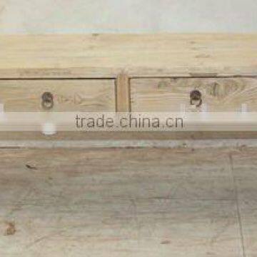 Four drawer natural wood table