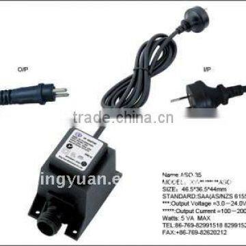 Waterproof transformer for lighting and electronic appliances