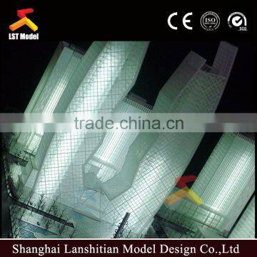 Architectural Model for Commercial Building With Interior Layout and Lighting