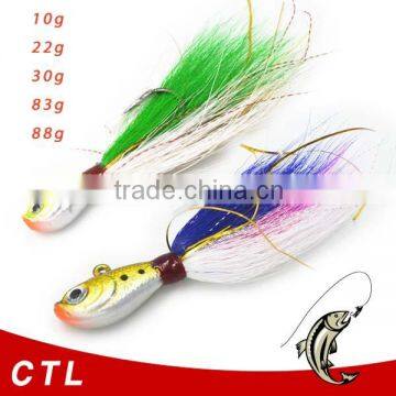 China wholesale jig fishing lure bucktail jig head with hook colorful jig head with skirts jig head fishing lure fishing tackle