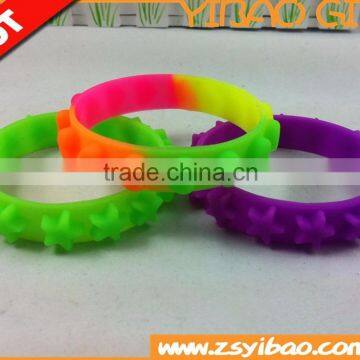 Customs Design Raised Logo Color Mixing Silicone Bracelet