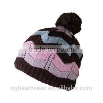 High Quality Pom Pom Cheap Custom beanie hat / knit hat / knit knight hat