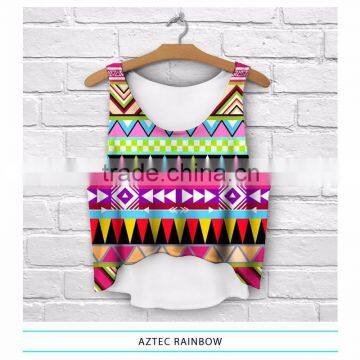 Aztec style Wholesale Logo Print Custom Ladies Summer Short bulk tank top