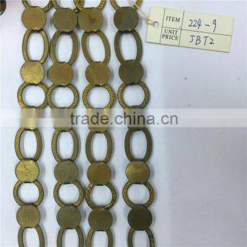 Popular decorative brass handmake chain,Brass sheet link circle cross chain.Clothing chain, waist chain, bag chain, key chain