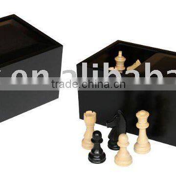 Black Hard Wood Chess Case for 4" H King Chessmen