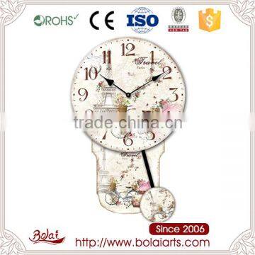 Unique properties Floral dial and bicycle design quartz pendulum wall clock