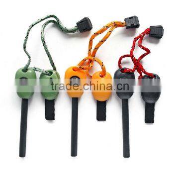 Flint Stone Fire Starter With Whistle Compass Saw Ruler Outdoor Survival Kit