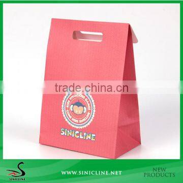 Sinicline Red Gift Packing Paper Bag with Colorful Animal Printing/Cute Gift Bag