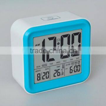 square LCD digital smart light clock, 4 sides display clock