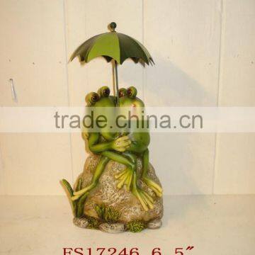 Resin green Frog figurine thermometer resin frog figurine