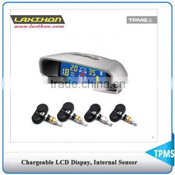 Rechargeable LCD Display wireless tire pressure monitor with internal sensor