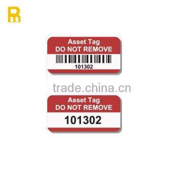 2014 hot sell full color done barcode asset tags