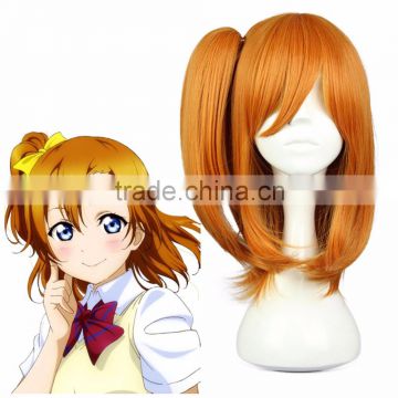 Hot Anime Cos wig Love live Kousaka Honoka Cosplay Wigs Orange Single horsetail Synthetic Hair 55cm Short Curly