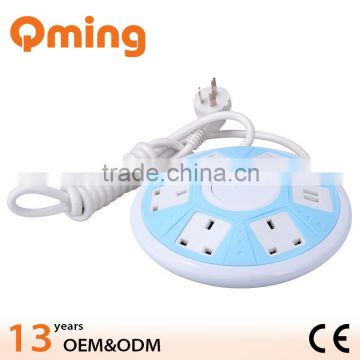 CE approved 5 ways individual switch USB extension socket