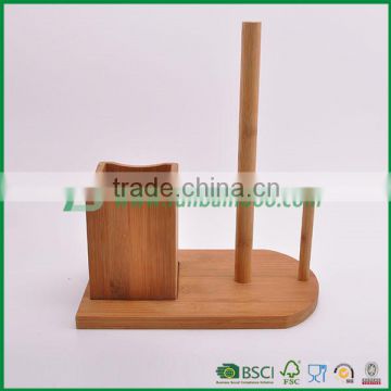 FB bamboo bathroom napkin tissue holder with toothbrush holder