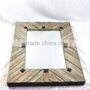 Antique natural wood framed mirror