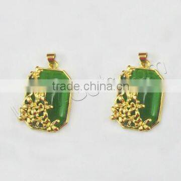 Real Gold Plated Brass Cats Eye Pendants