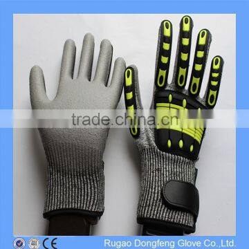 PU Coated Cut Resistant Safety Gloves Knuckle Protective TPR Impact Resistant Gloves