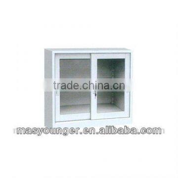 Half height glass silding door modern TV cabinet cupboard for office