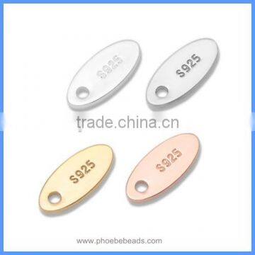 Wholesale 4x9mm Oval Shape 925 Sterling Silver Tags Plates Charms For Ending Chain DIY Jewelry Accessory Findings STA-4x9mm