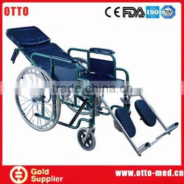 Manual wheelchair with reclining backrest