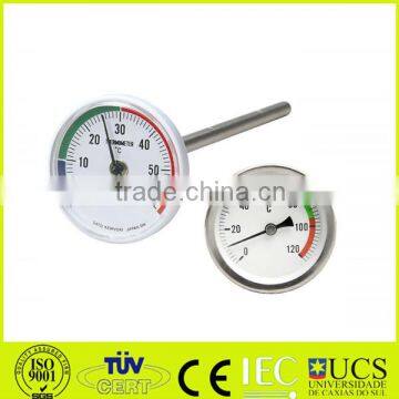 3" lower mount stainless steel case thermometer bottom connect thermometer