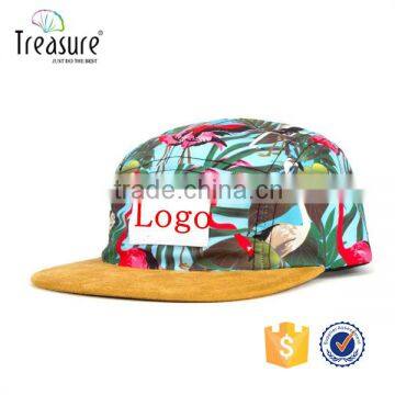 customized logo 5 panel cap with floral printing wholesale