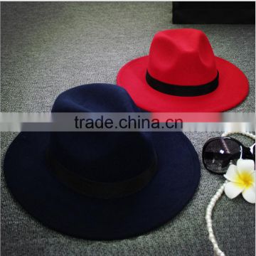 custom 2016 hot selling fedora hat wide brim hat