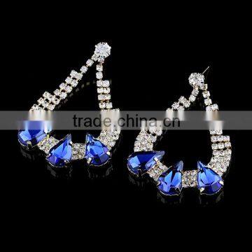 2016 trendy brass diamond jewelry glass earrings, factory price earrings for brazil market