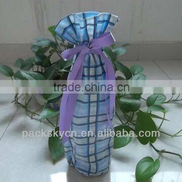 purple ribbon drawstring cotton wine bag fashion bag