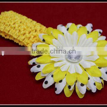 baby fashion crochet headband with fabric flower