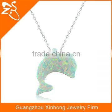 925 silver with animal dolphin opal pendant jewelry necklace