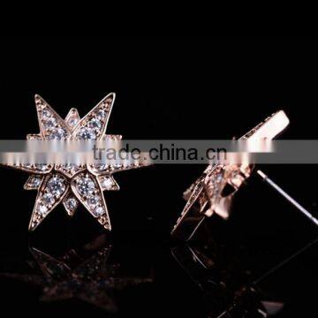 Fashion silver gold zircon alloy star earrings