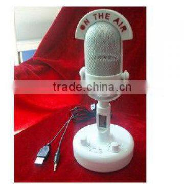 Vintage Microphone Speaker with Digital clock with USB power speaker with LED flash light