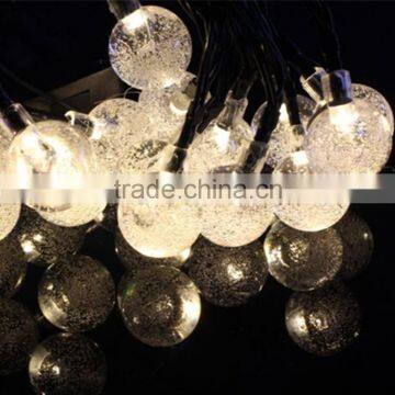 Solar Outdoor String Lights 19.7 ft 30 LED Warm White Crystal Ball Christmas Globe Lights for Garden Path, Party, Decoration