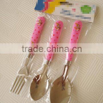 3 pcs plastic handle spoon and fork in hanging card