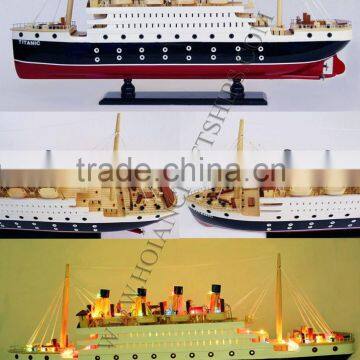 TITANIC CRUISE SHIP WITH LIGHT, BRIGHT UP YOUR HOME CORNER - MODEL SHIP HANDMADE