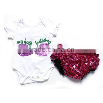 Mermaid outfits baby birthday bodysuit with bloomer in set