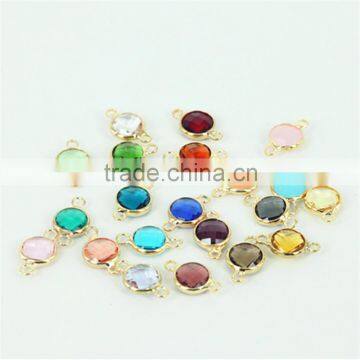 KJL-M2247 Wholesale new arrival colorful round two point pandents, Drusy Turquoise Crystal Stone Quartz gold pave connector