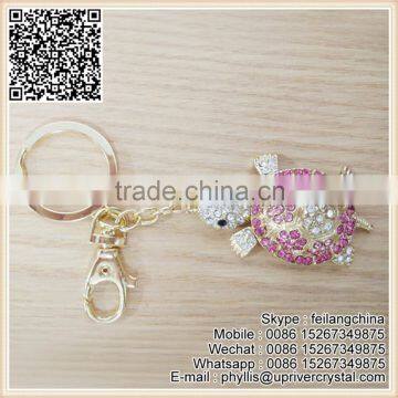 Wholesale High Quality Rainbow Pink Diamond Key Ring Tortoise Keychain