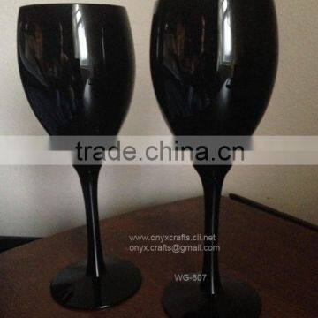 Jet Black Marble Champagne Glass Set