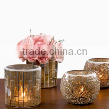 Mosaic glass votive candle holders