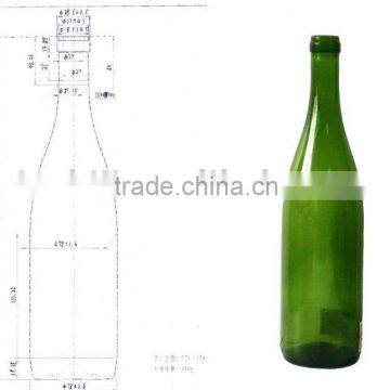 750ml glass Wine bottle in dark green color