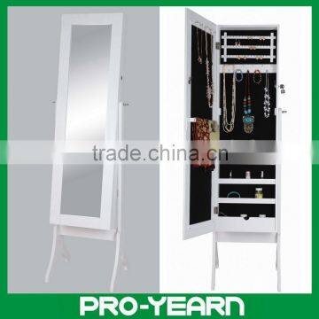 Wooden Mirrored Jewellery Cabinet Floor Standing Chinese Furniture with Concise Appearance