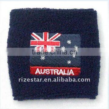 2016 fashion style polyester sweatband with woven fabric logo