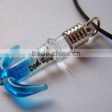 Glass Art Bottle Pendant Lampwork glass floral perfume bottle necklace pendant wholesale