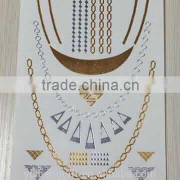 Fashion Gold Foil Necklace jewelry Temporary Tattoo Sticker