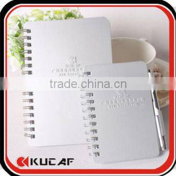 spiral sliver aluminium cover notebook with pen