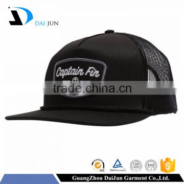 High quality 100% cotton front mesh panels plastic buckle embossed black colour custom men mesh trucker cap