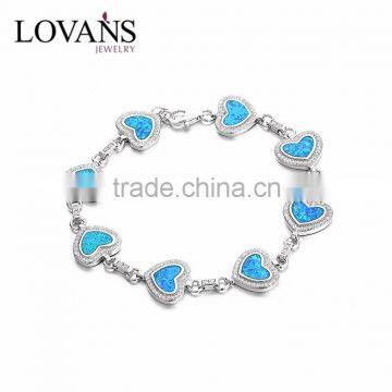 925 Sterling Silver Blue Opal Fashion Bracelet 2016 Fine Jewelry SBI183W